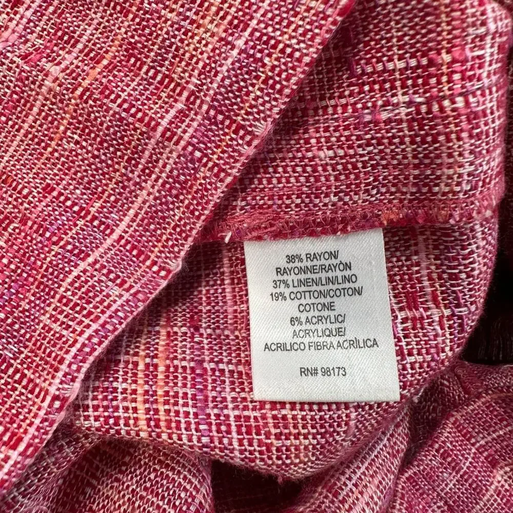 W By Worth Pink Tweed Shift Dress Women's 0 Short Sleeve High Neck Linen Blend - Picture 9 of 9